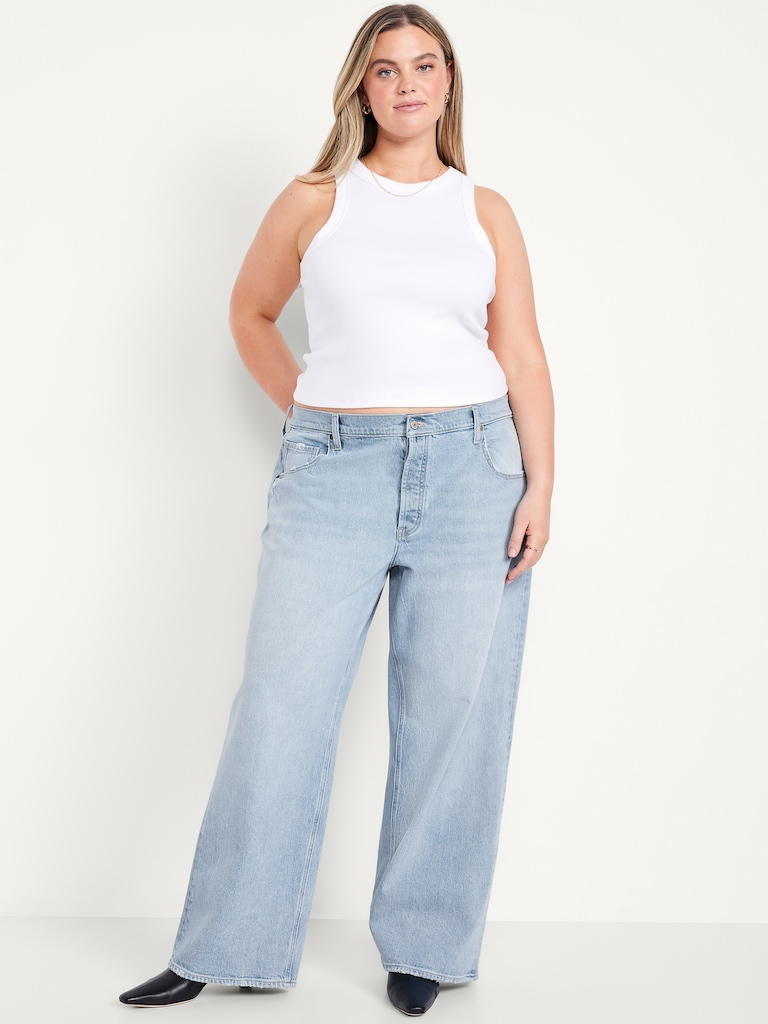 Mid-Rise Slouchy Wide-Leg Jeans
