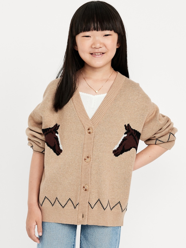 Slouchy Long-Sleeve Cardigan Sweater for Girls