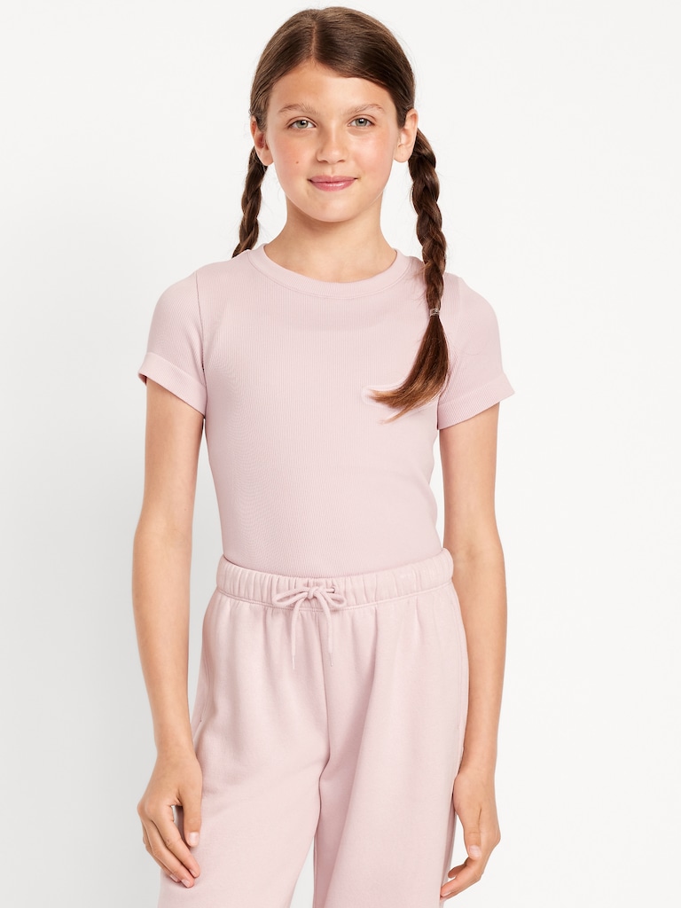 Fitted Seamless Ribbed Performance Top for Girls