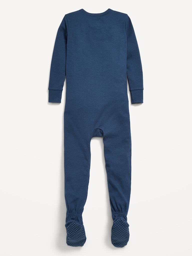 Snug-Fit 2-Way-Zip Ribbed Pajama One-Piece for Toddler & Baby