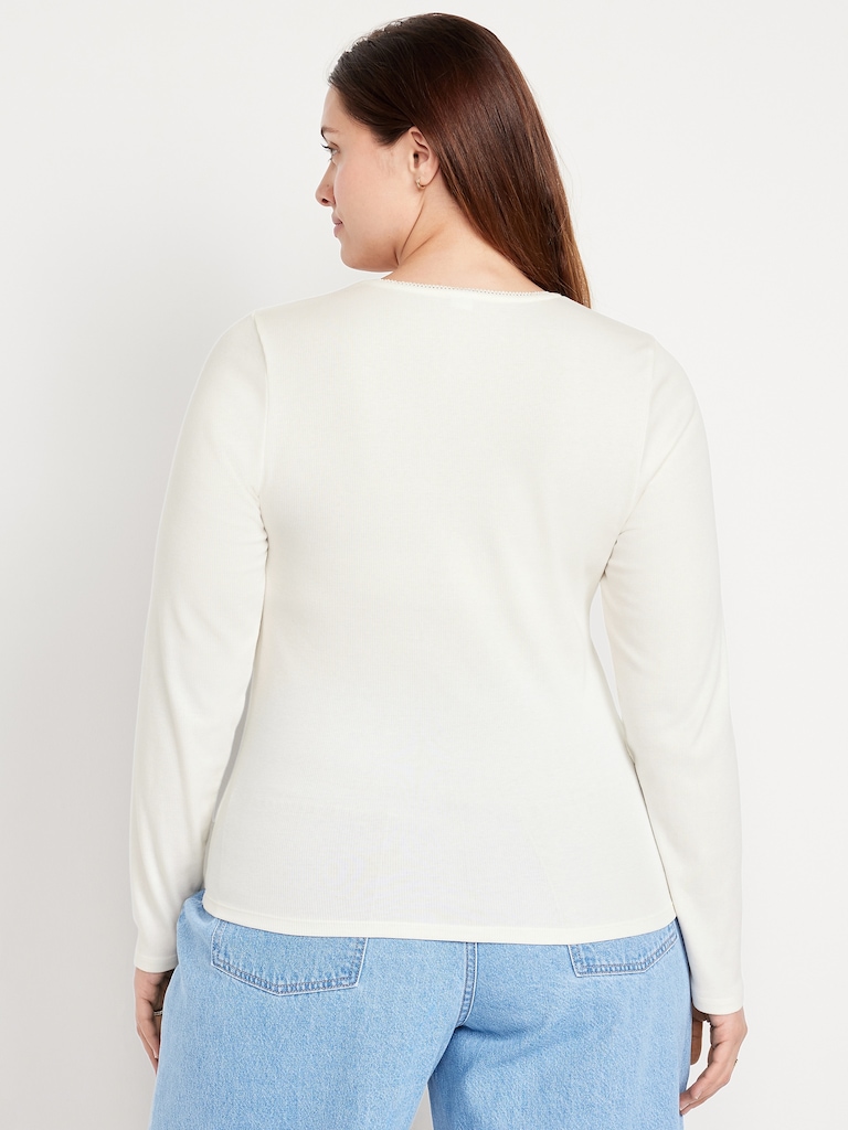 Long-Sleeve Square-Neck Top