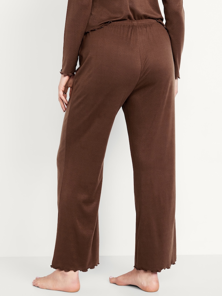 High-Waisted Cozy Rib Pajama Pants