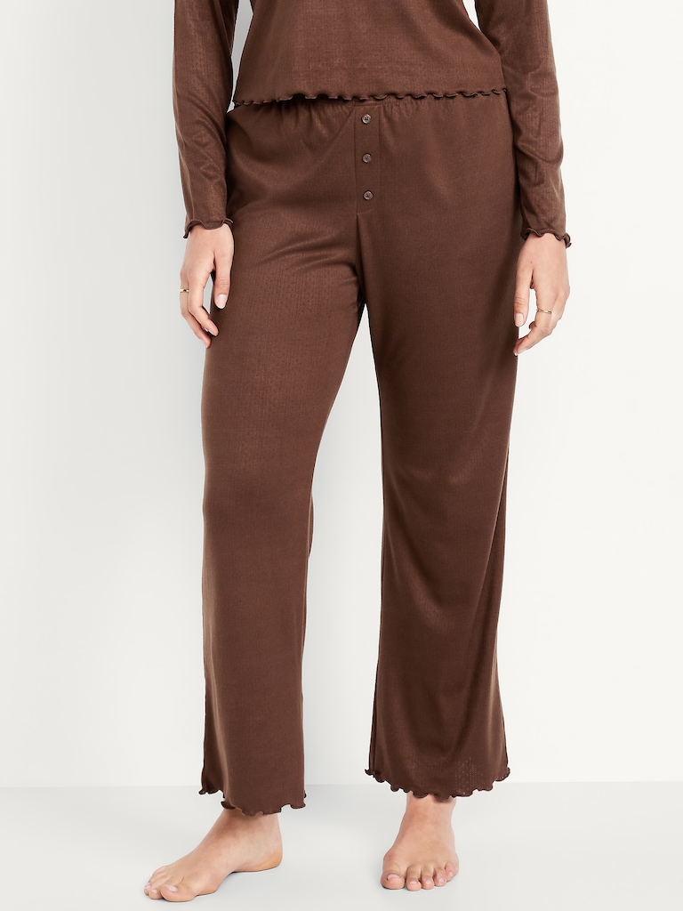 High-Waisted Cozy Rib Pajama Pants