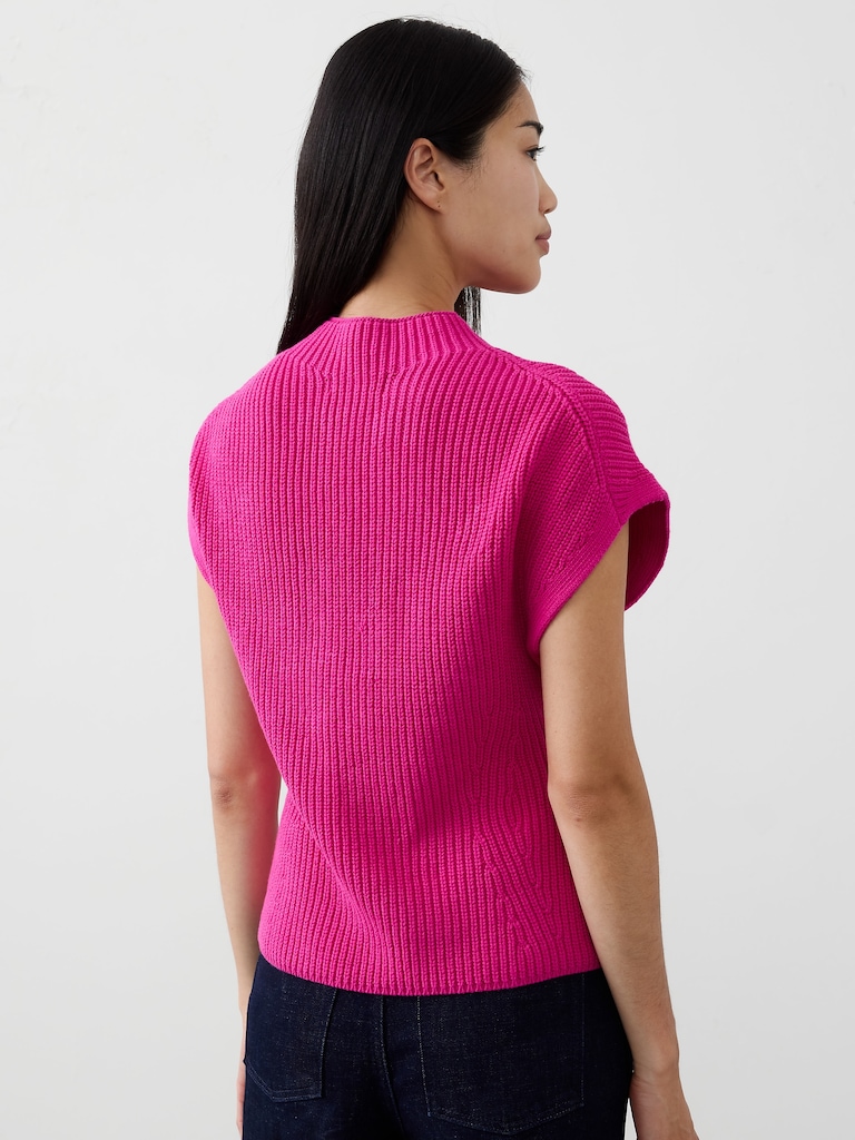 Ribbed Mock-Neck Sweater Shell