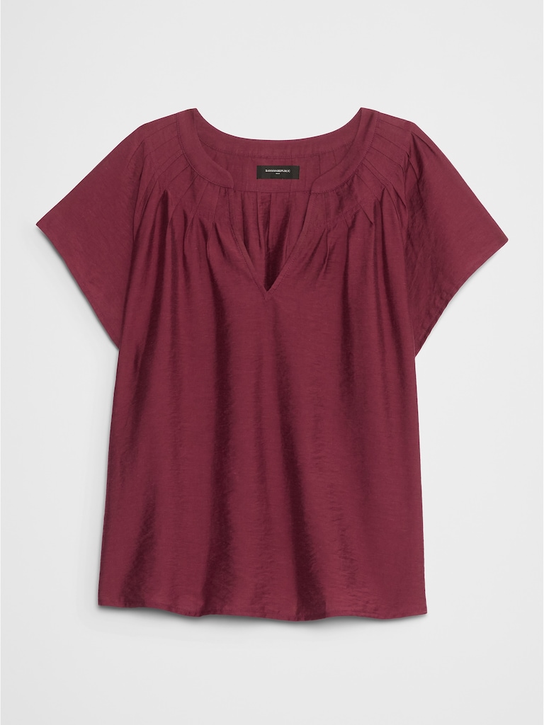 Stitched Pleat-Neck Top