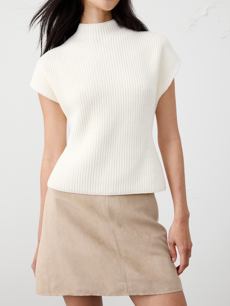 Vegan Suede Seamed Mini Skirt