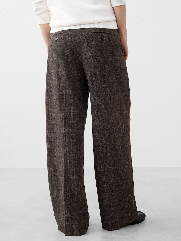 Wide-Leg High-Rise Plaid Trouser