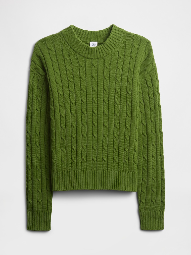 Relaxed Cable-Knit Crewneck Sweater