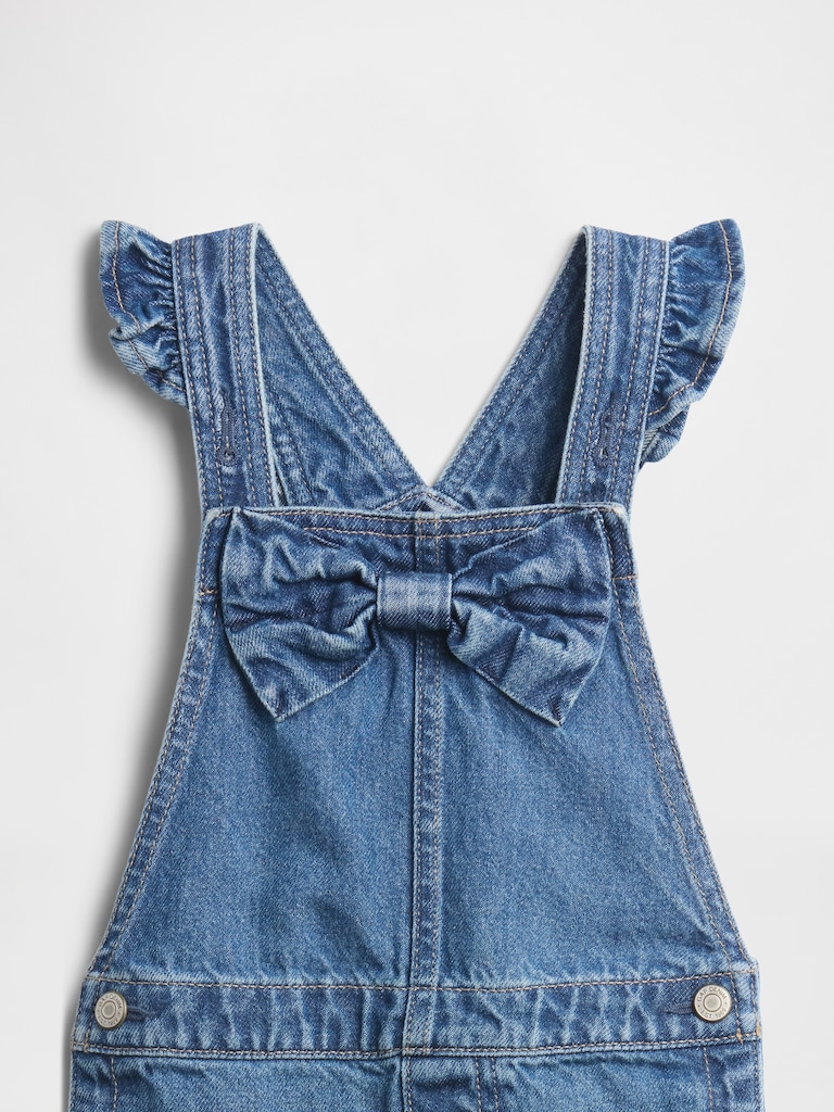 Toddler Denim Bow Overalls