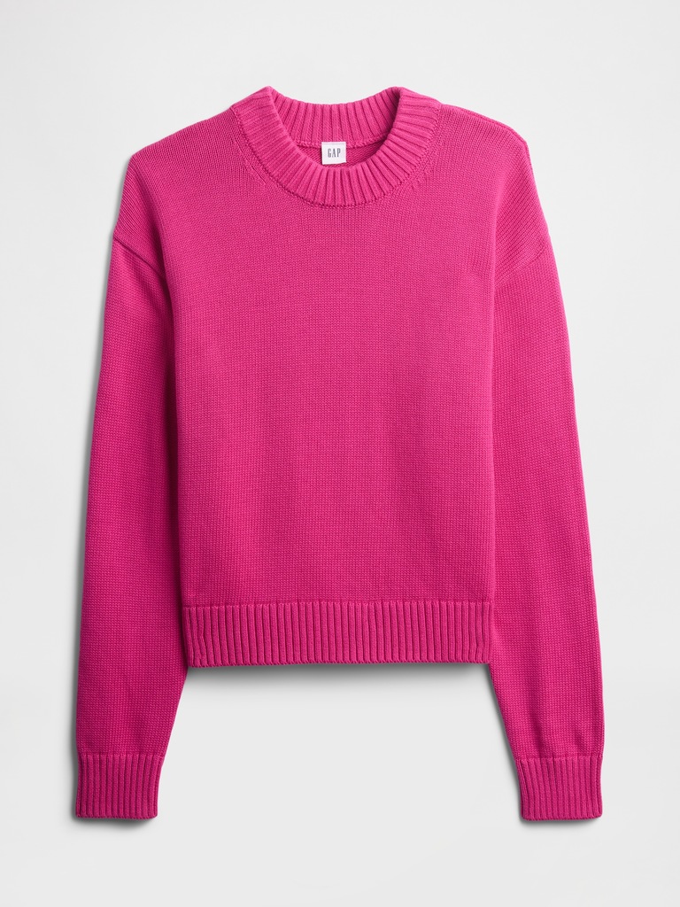 Relaxed Cropped Crewneck Sweater