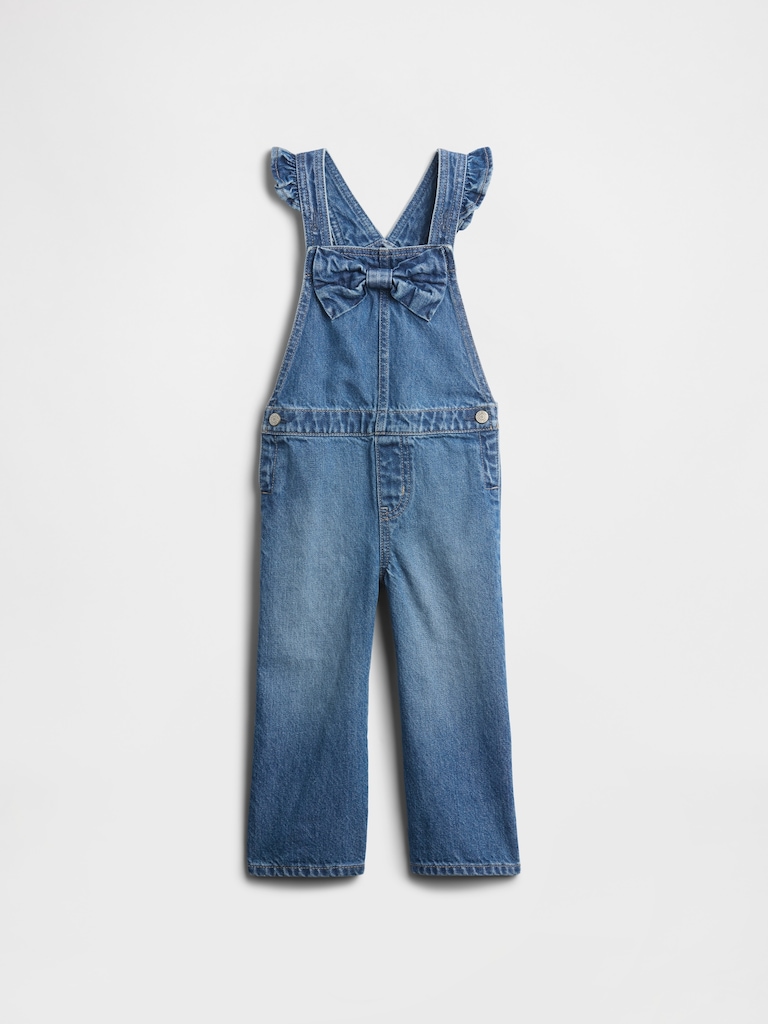 Toddler Denim Bow Overalls