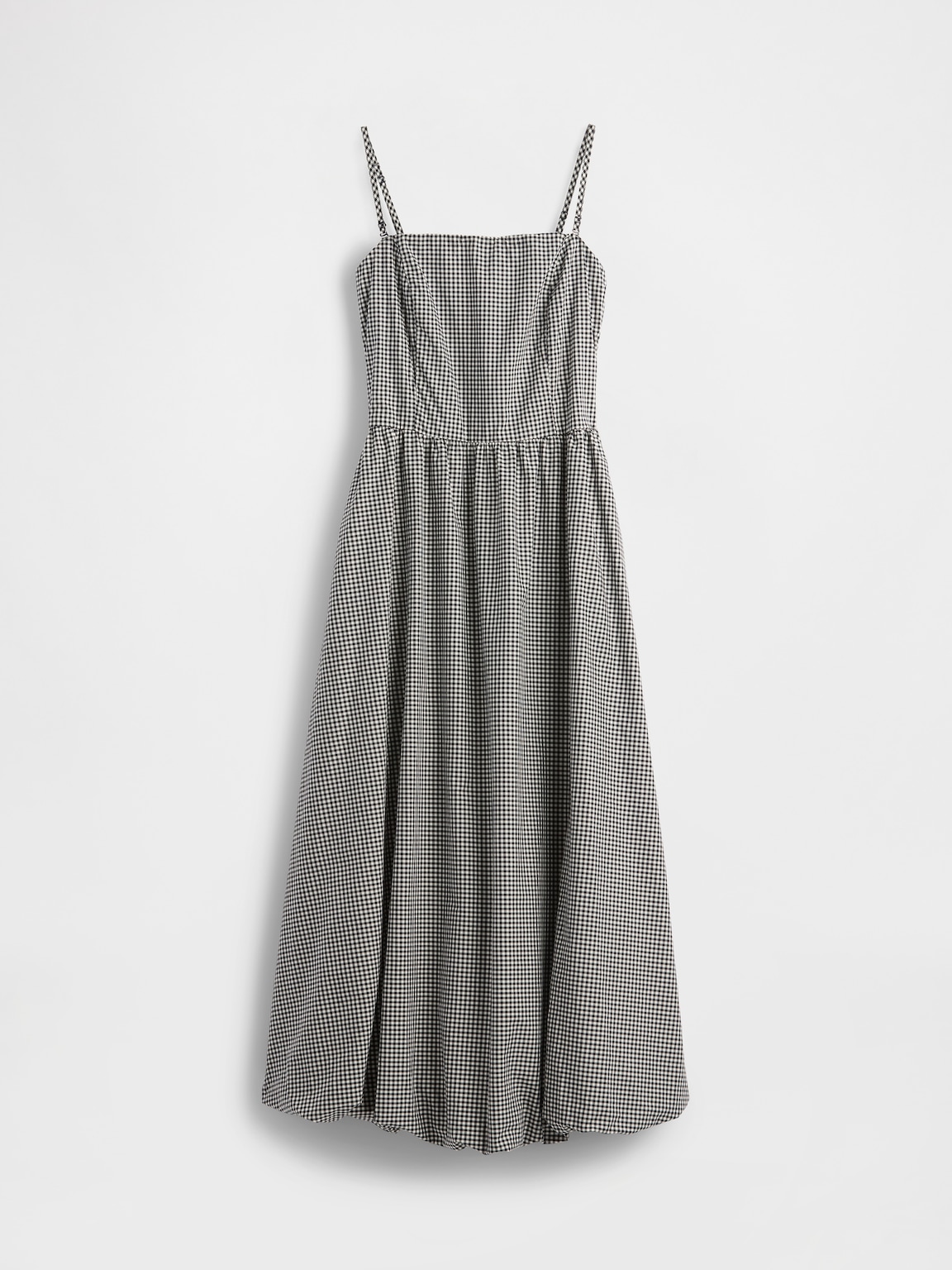 Poplin Gingham Bubble Midi Dress
