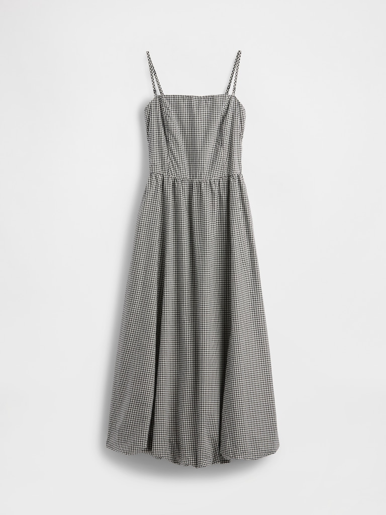 Poplin Gingham Bubble Midi Dress
