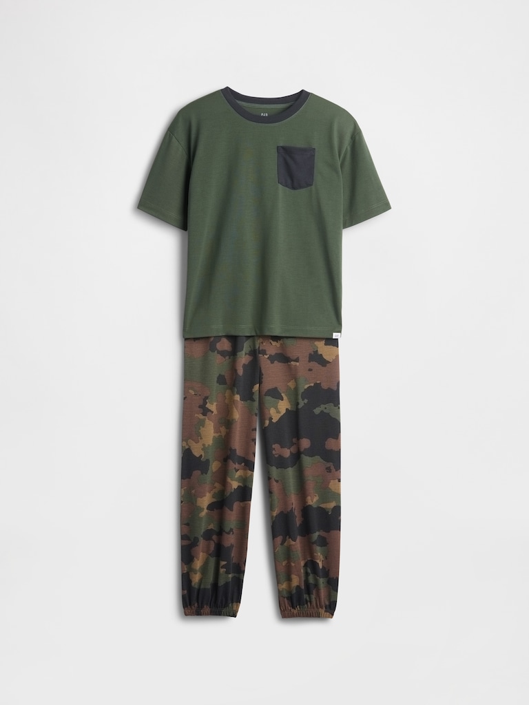 Kids Camo Recycled PJ Jogger Set