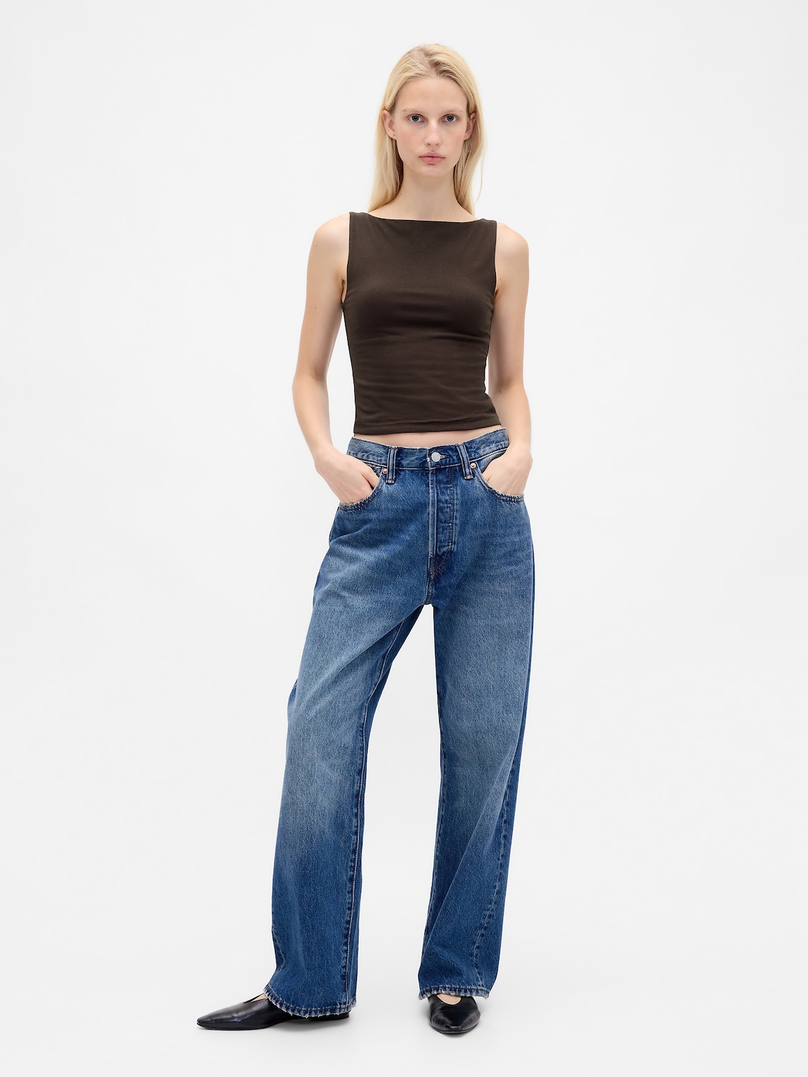 CloseKnit Jersey Boatneck Crop Tank Top