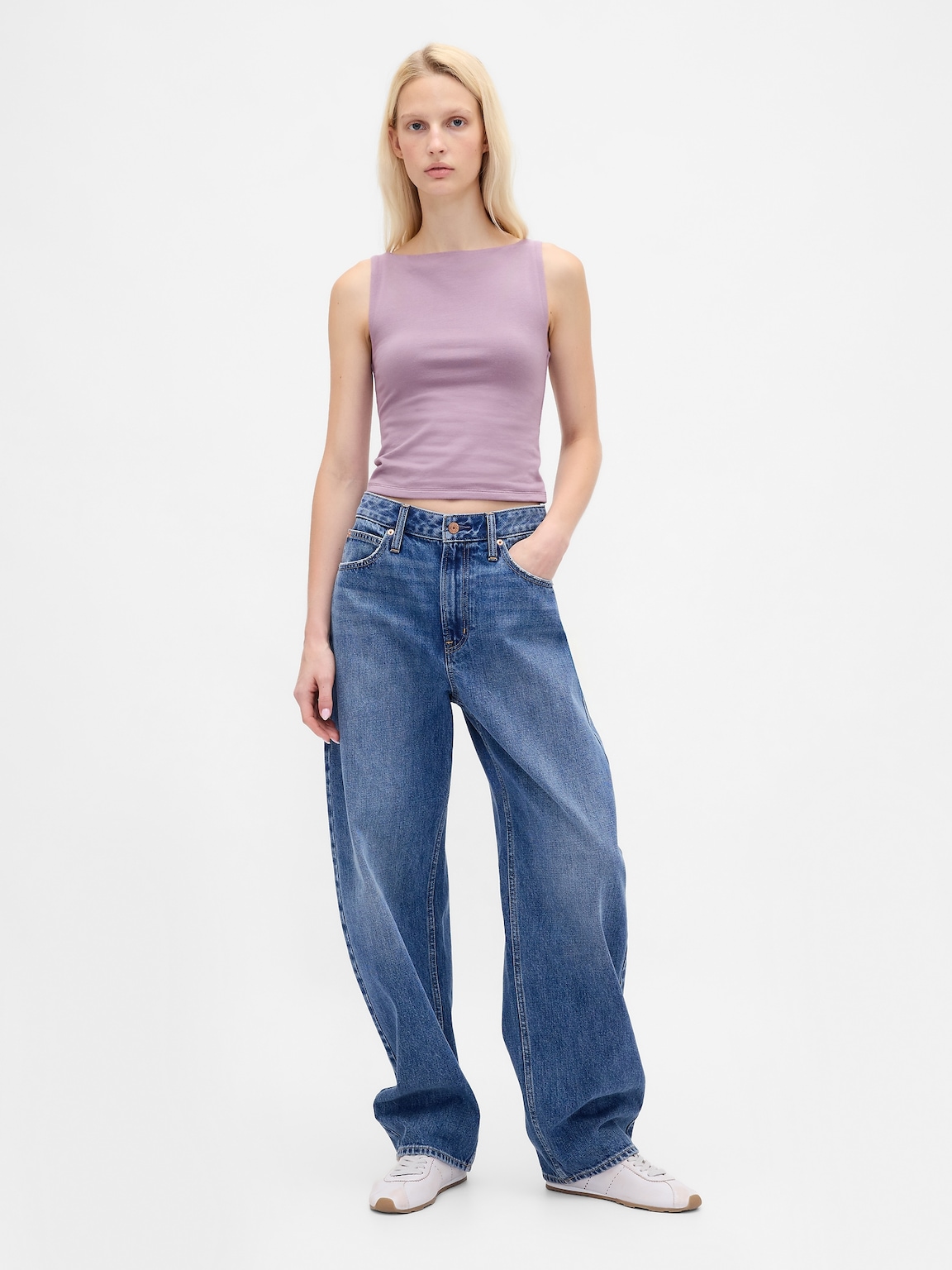 CloseKnit Jersey Boatneck Crop Tank Top