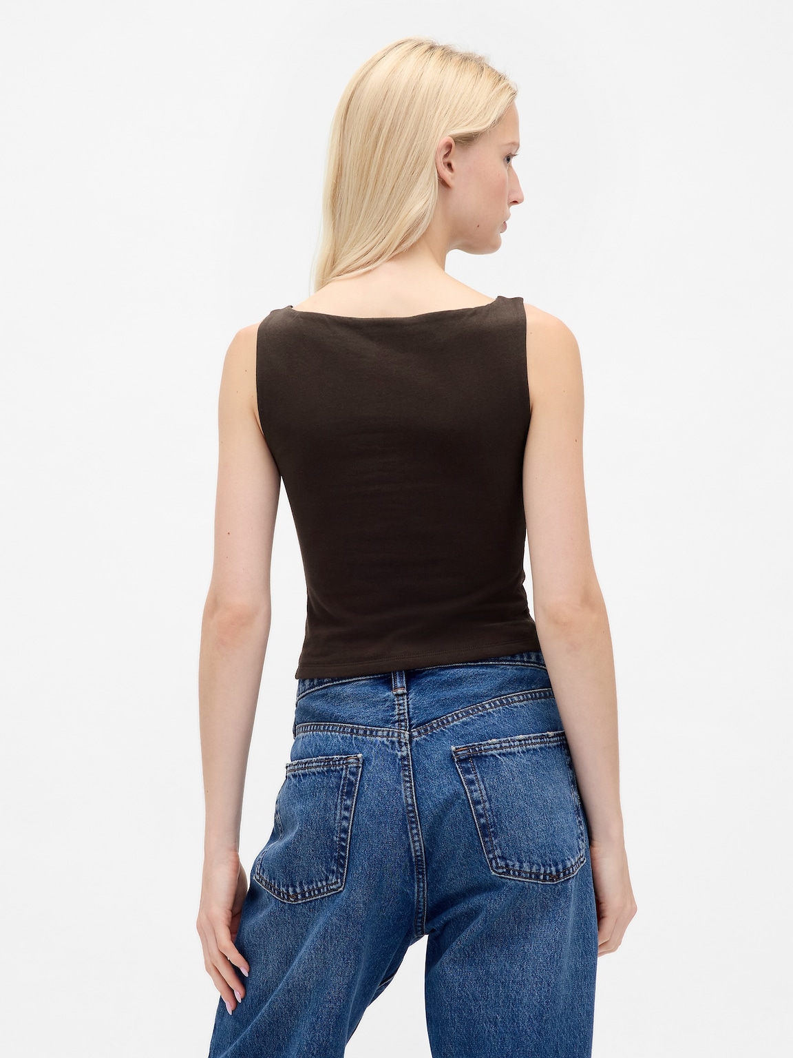 CloseKnit Jersey Boatneck Crop Tank Top
