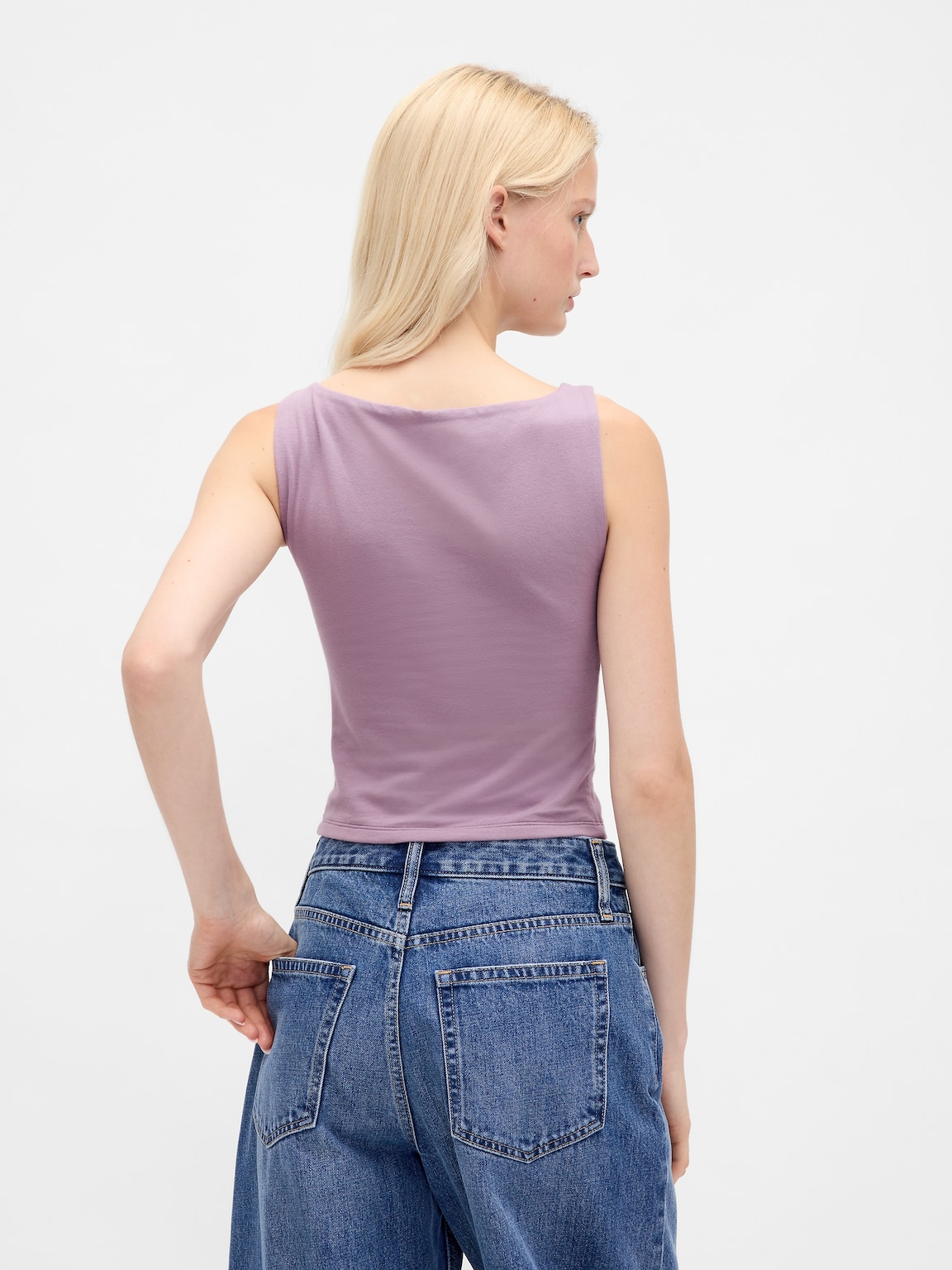 CloseKnit Jersey Boatneck Crop Tank Top