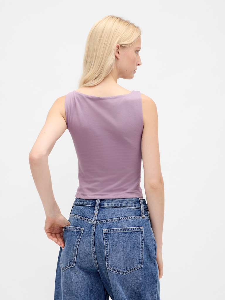 CloseKnit Jersey Boatneck Crop Tank Top