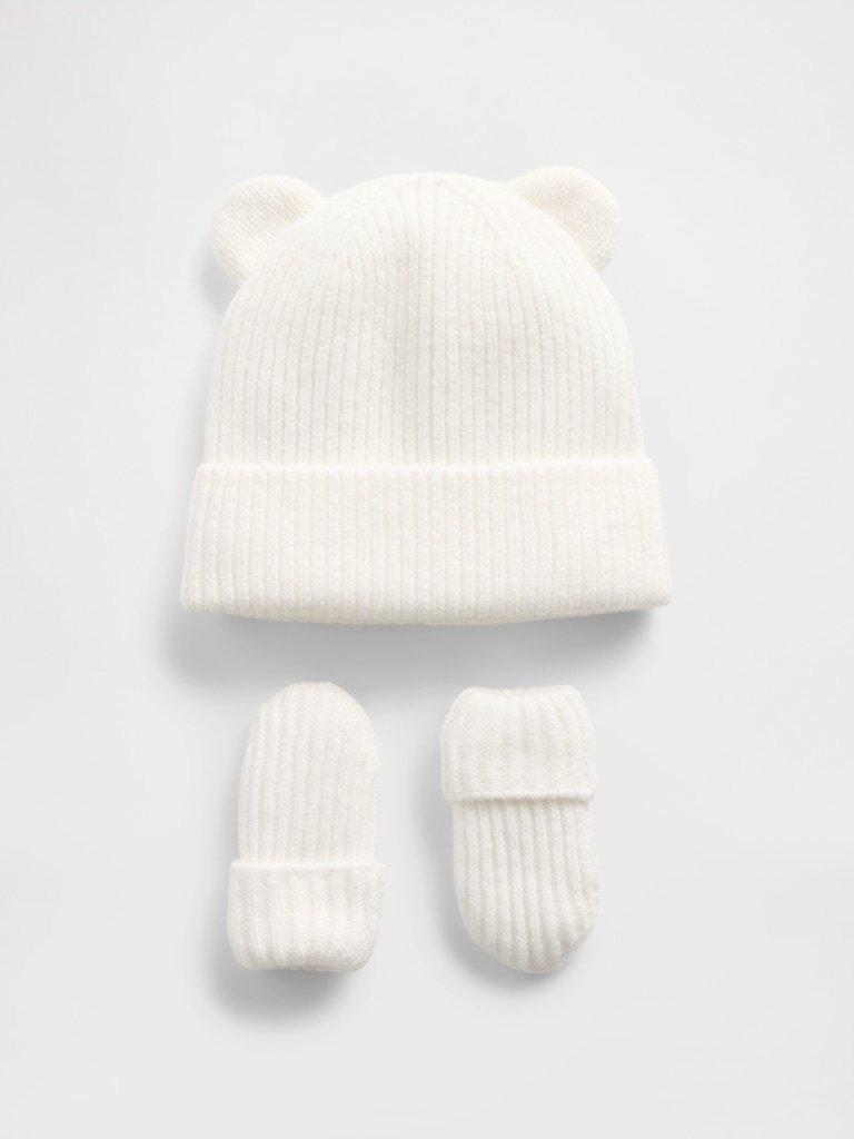 Baby & Toddler CashSoft Bear Beanie & Mittens Set