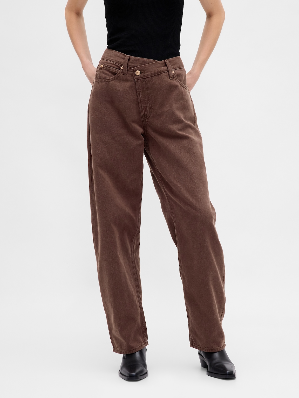High Rise UltraSoft Crossover Barrel Jeans