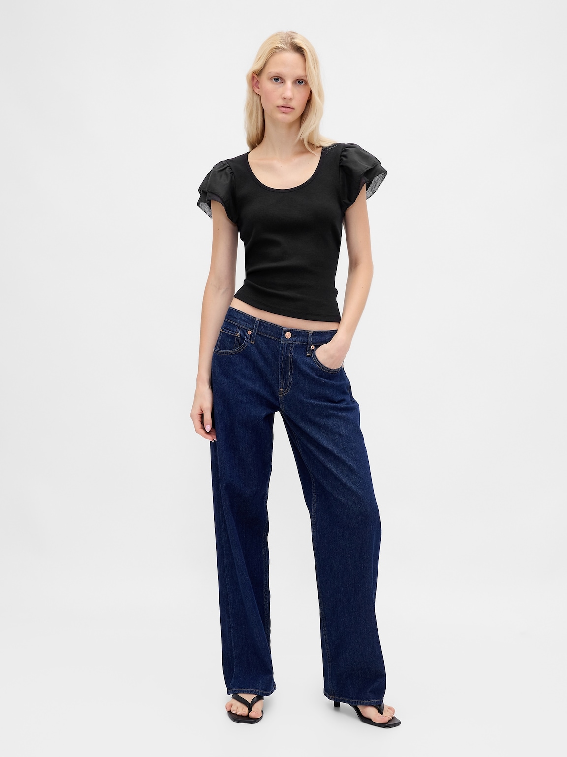 Modern Ruffle Puff-Sleeve Crop T-Shirt