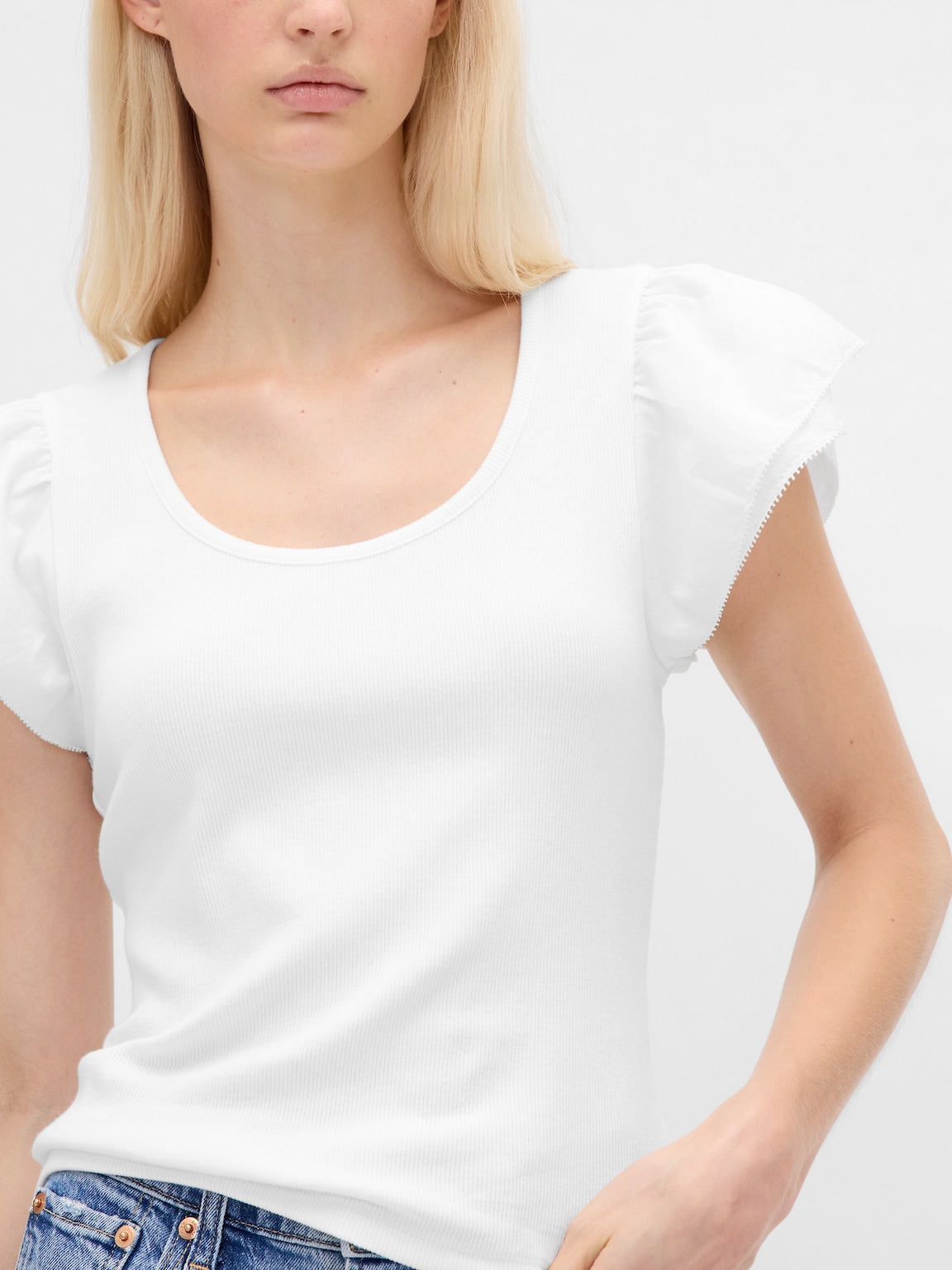 Modern Ruffle Puff-Sleeve Crop T-Shirt