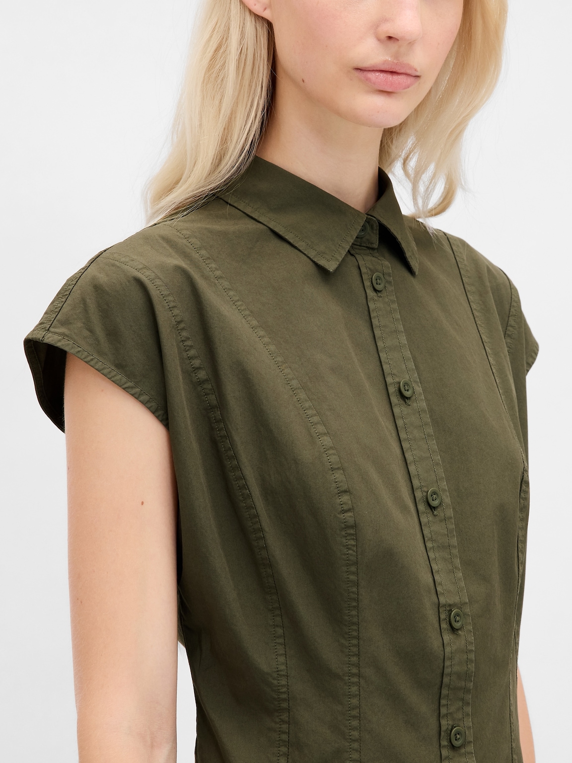 Poplin Seamed Shirtdress