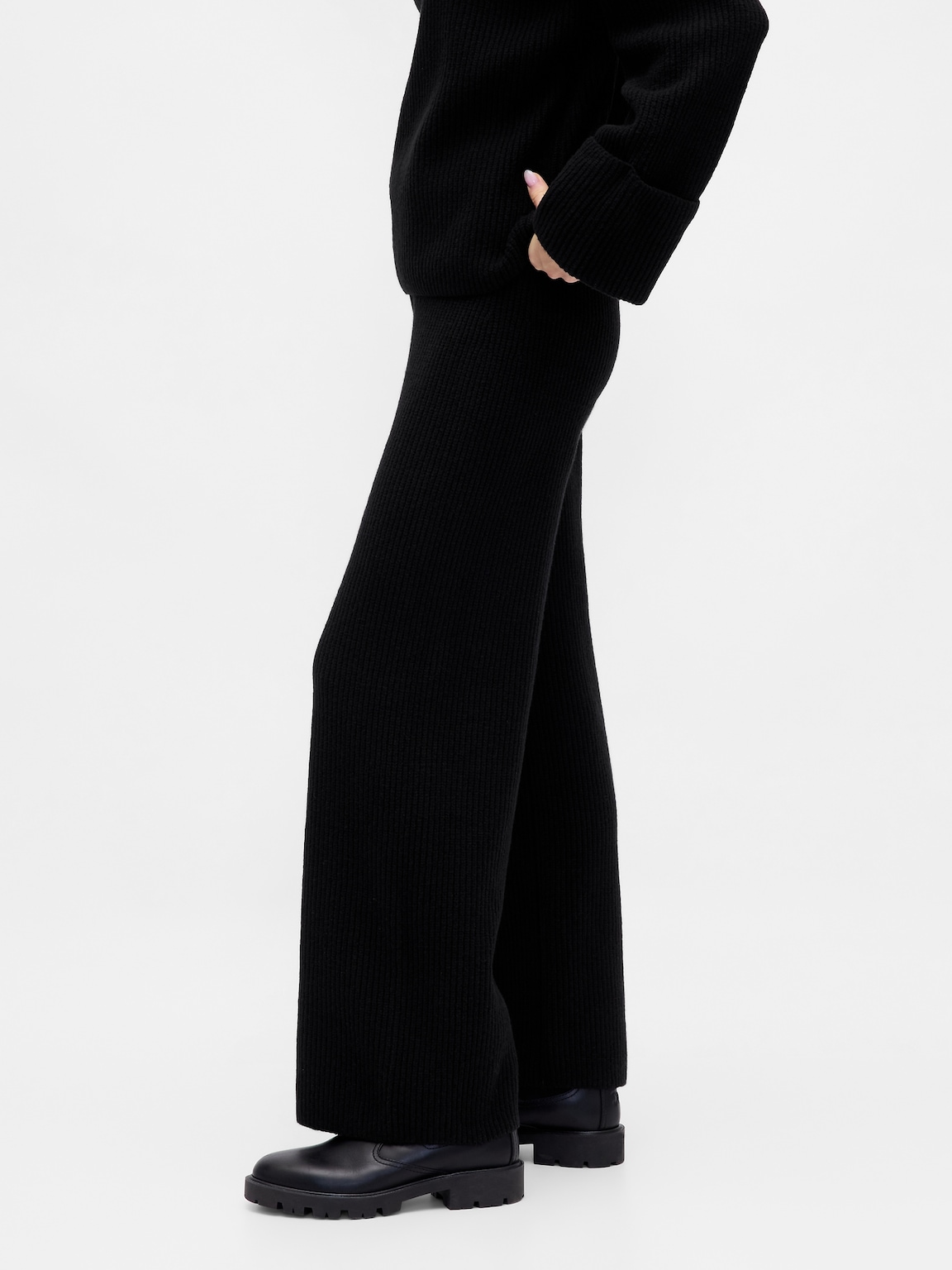 CashSoft Shaker-Stitch Sweater Pants