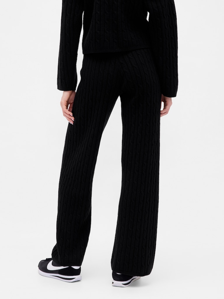 CashSoft Cable-Knit Sweater Pants
