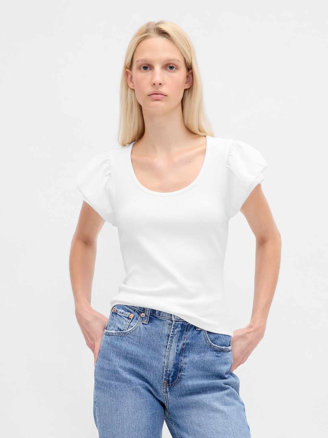 Modern Ruffle Puff-Sleeve Crop T-Shirt