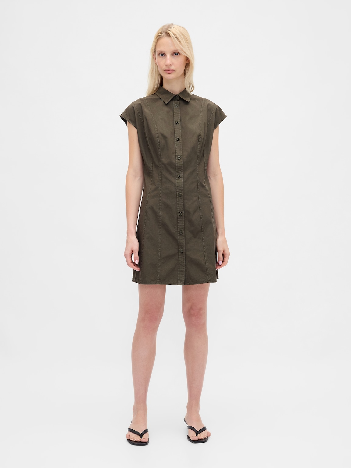 Poplin Seamed Shirtdress