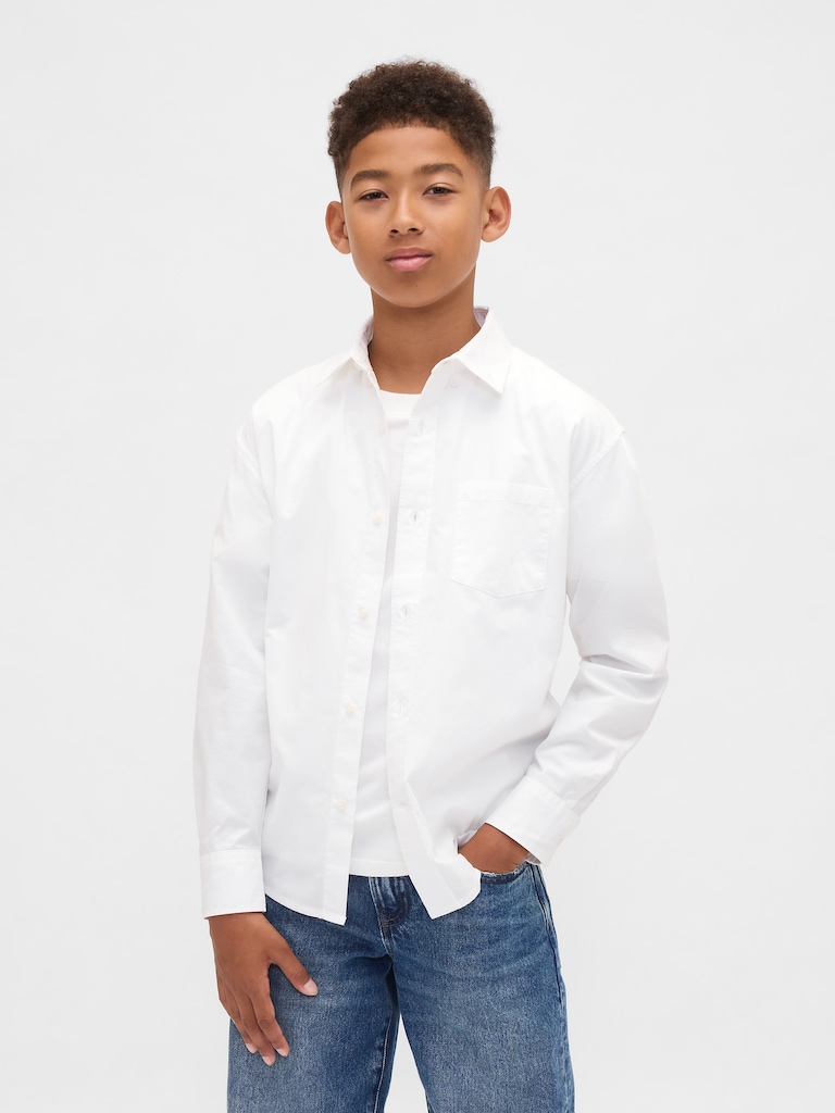 Kids Organic Cotton Poplin Relaxed Shirt