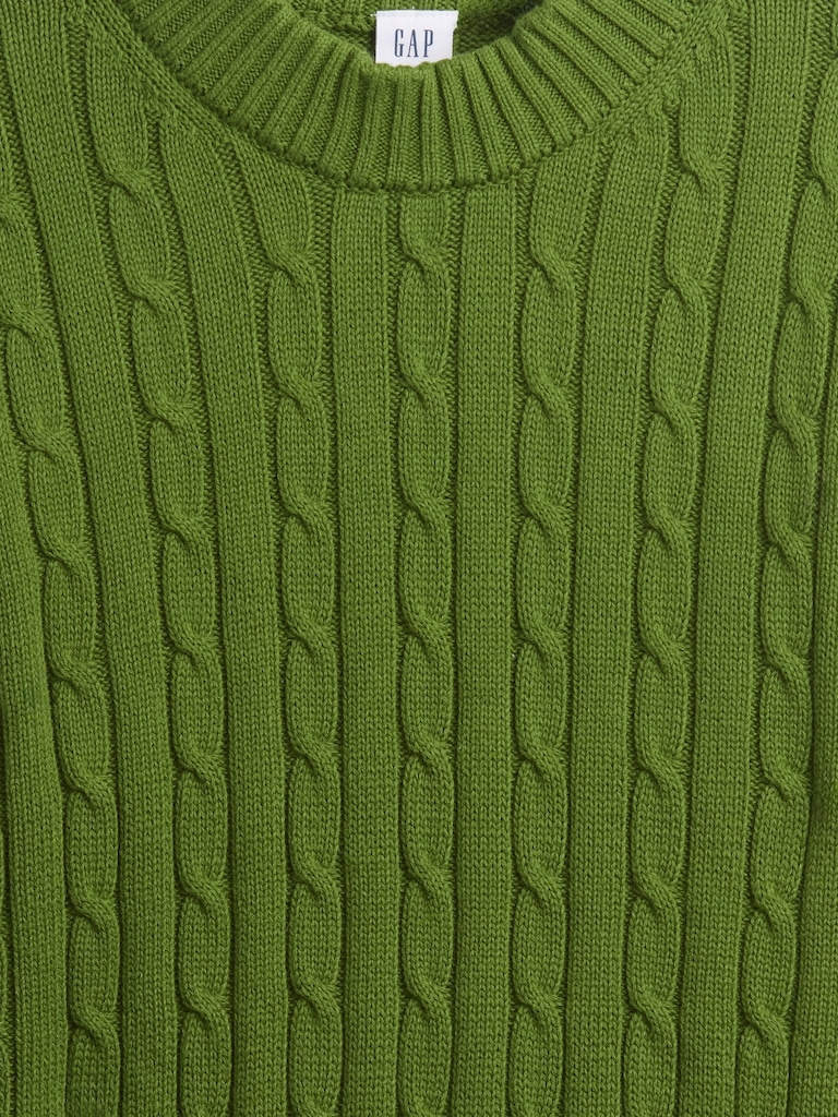 Relaxed Cable-Knit Crewneck Sweater