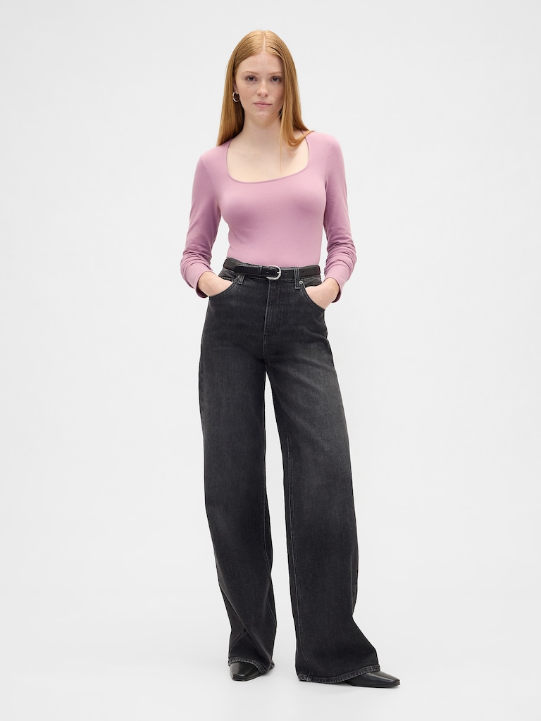 Stretch Jersey Scoopneck Top