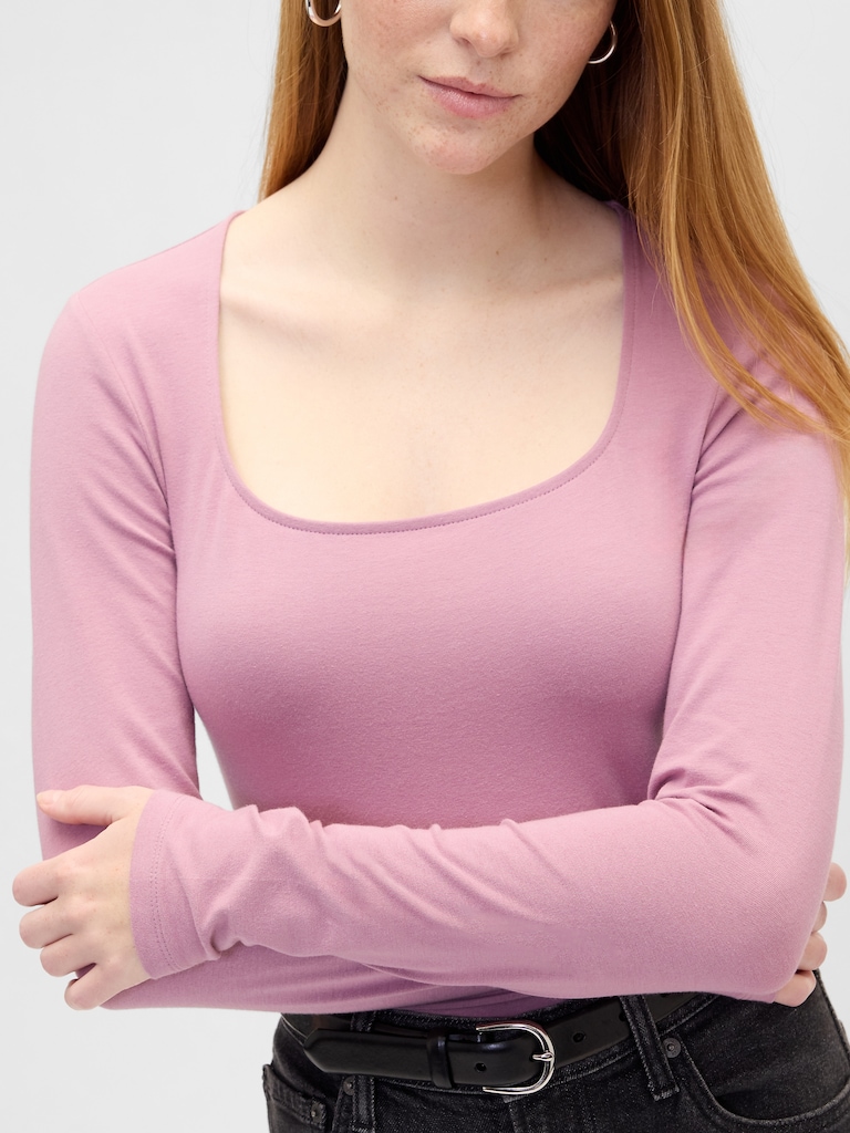 Stretch Jersey Scoopneck Top