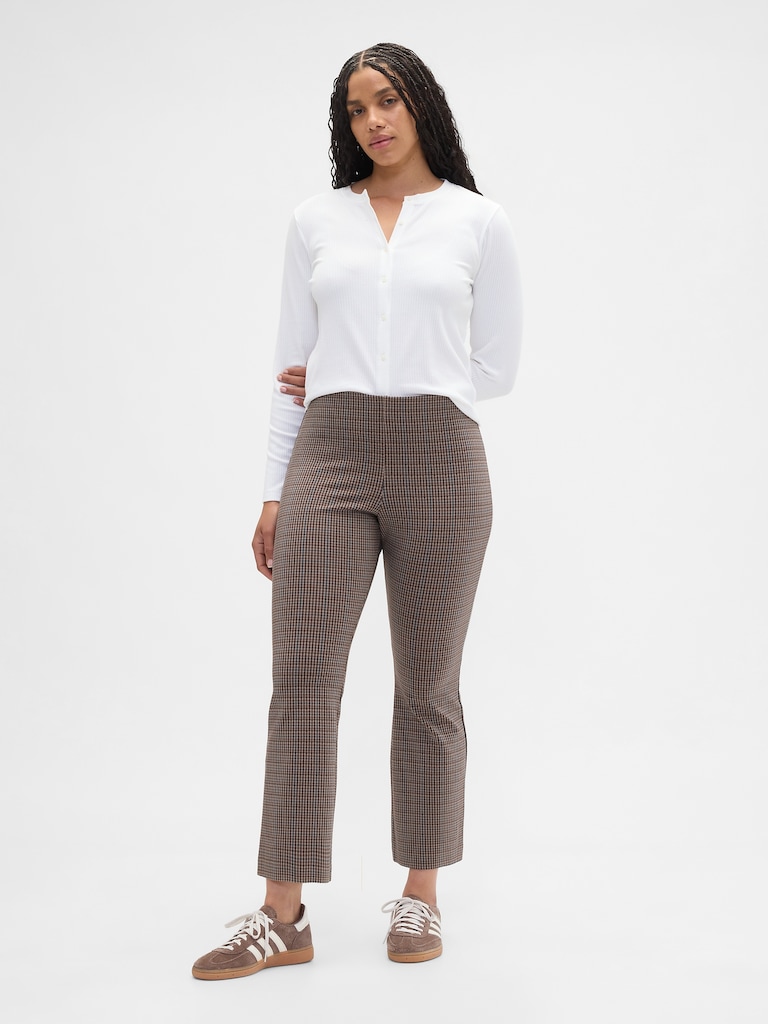High Rise Ponte Flare Crop Pants