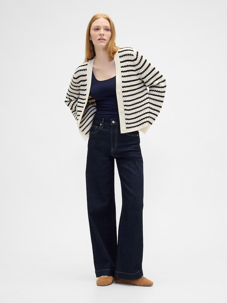 Relaxed Waffle-Knit Cardigan