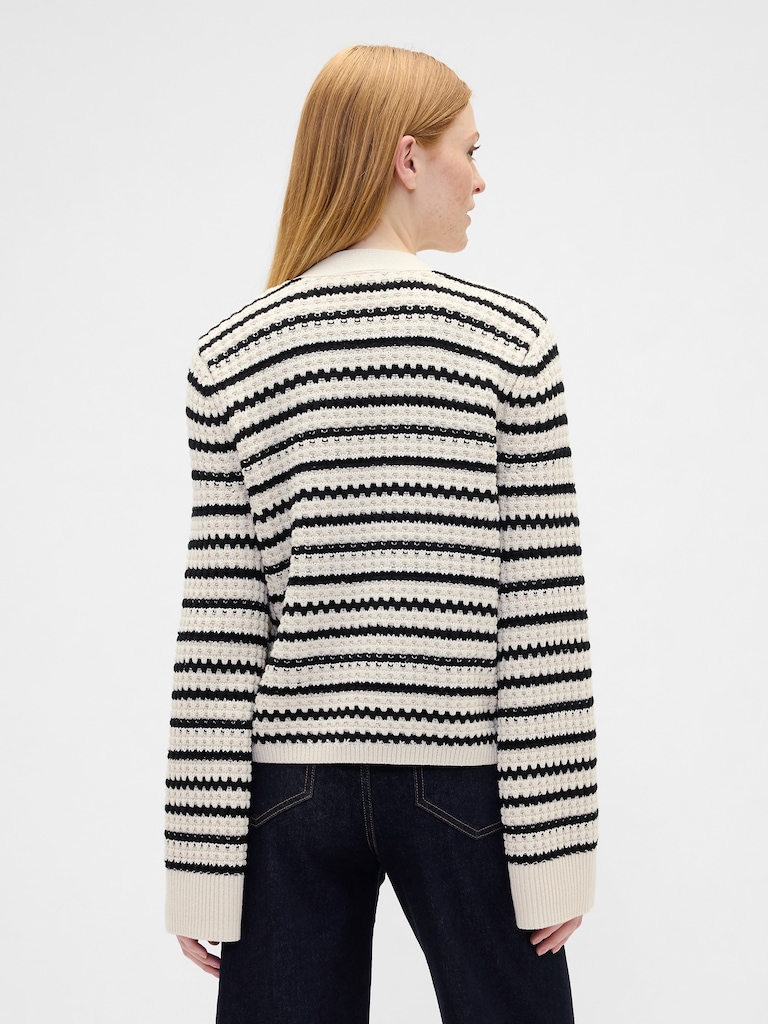 Relaxed Waffle-Knit Cardigan