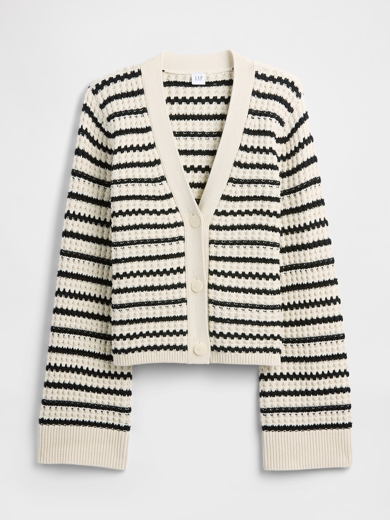 Relaxed Waffle-Knit Cardigan
