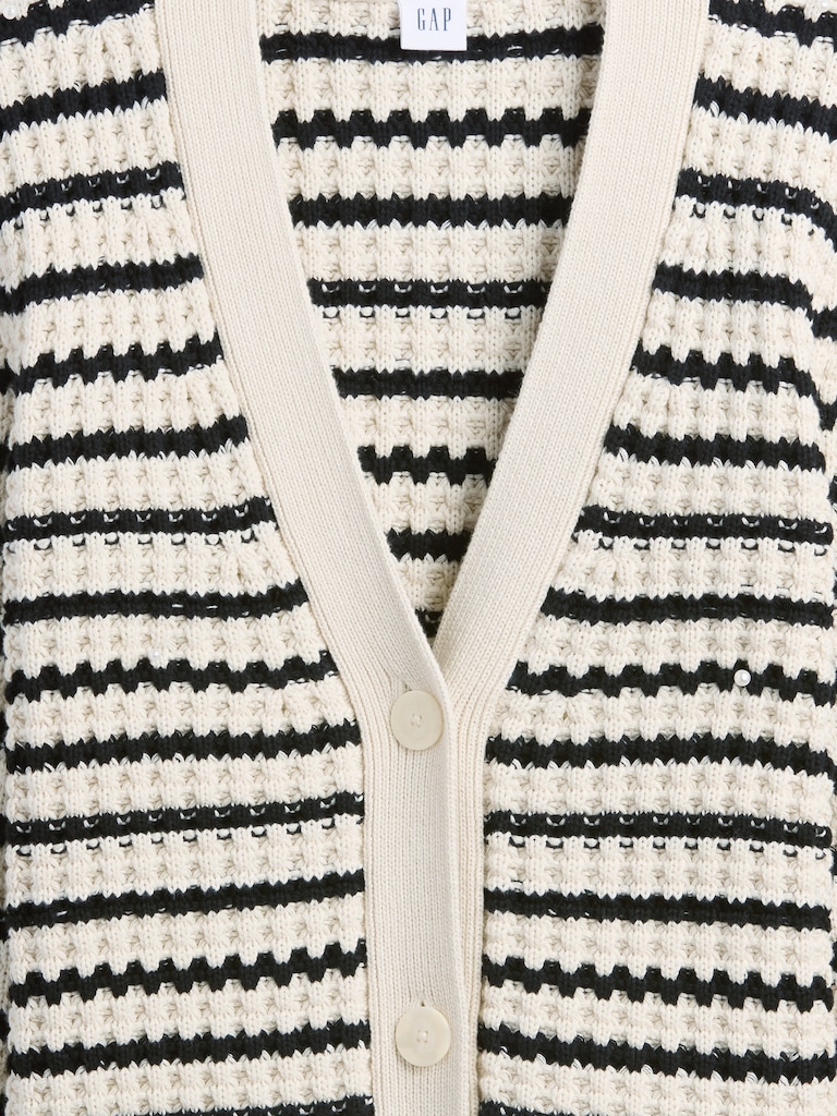 Relaxed Waffle-Knit Cardigan