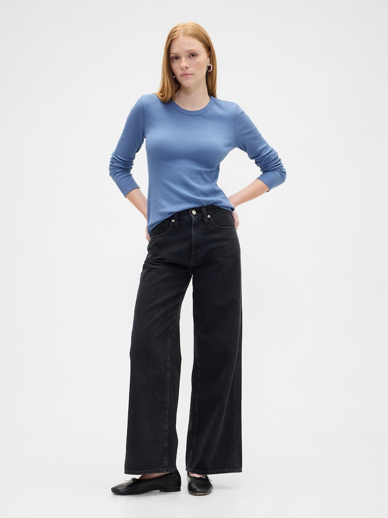 Waffle-Knit Crewneck T-Shirt