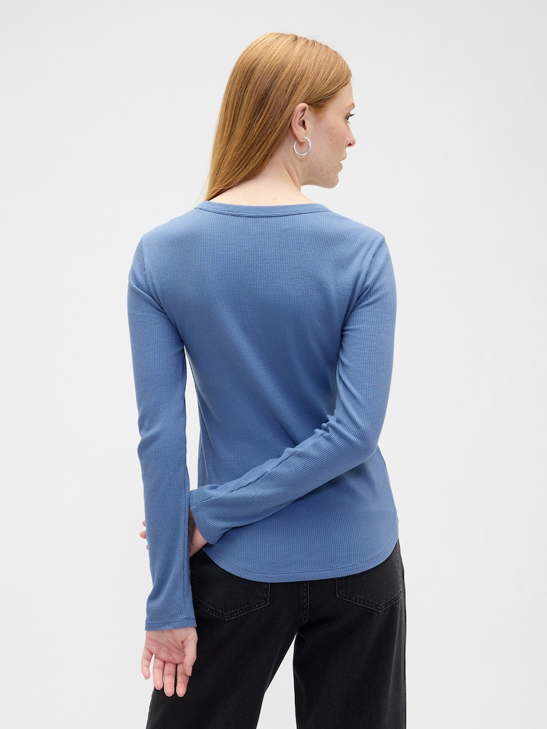 Waffle-Knit Crewneck T-Shirt