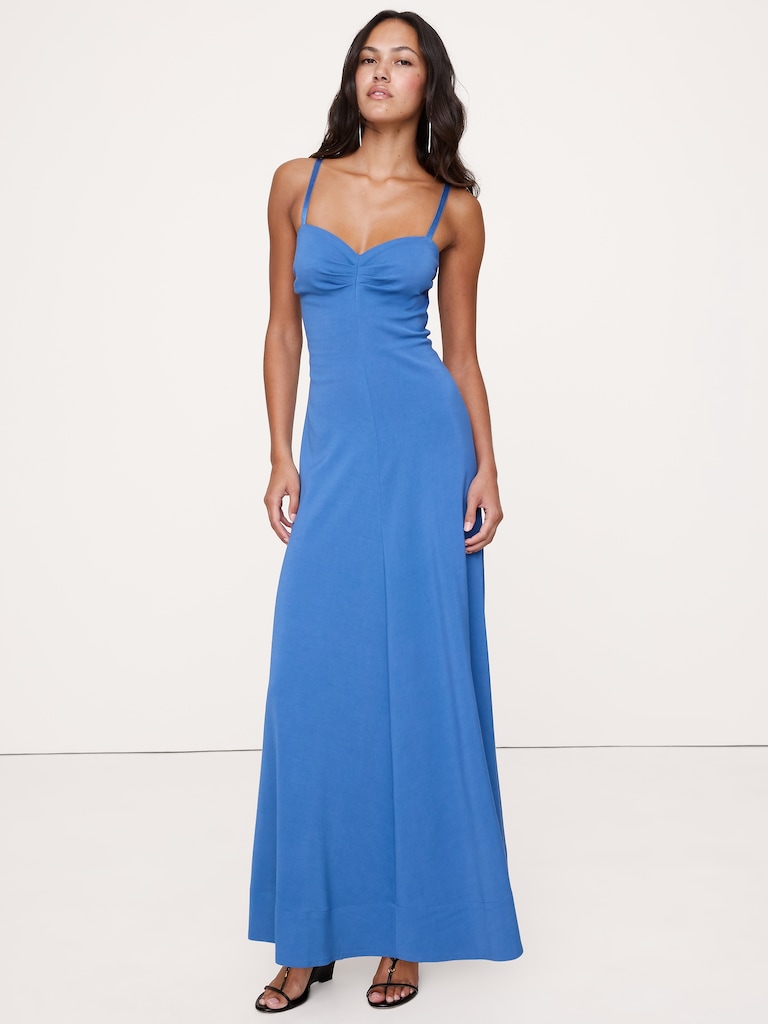 Stretch-Sateen Sweetheart Maxi Dress