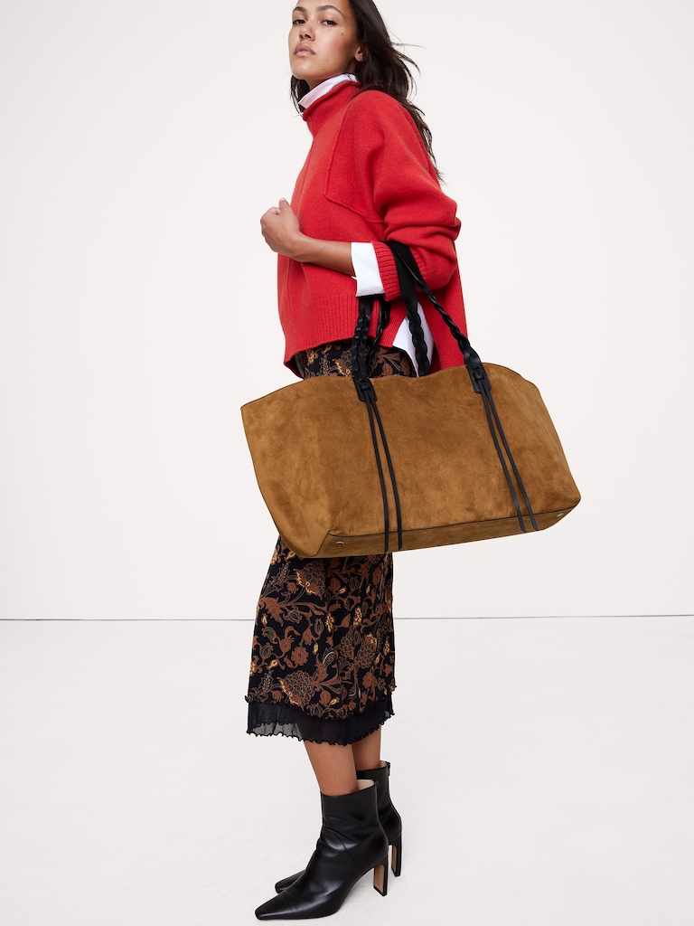 Large Leather East-West Tote