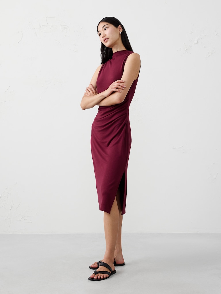 Soft Luxe Bateau-Neck Midi Dress