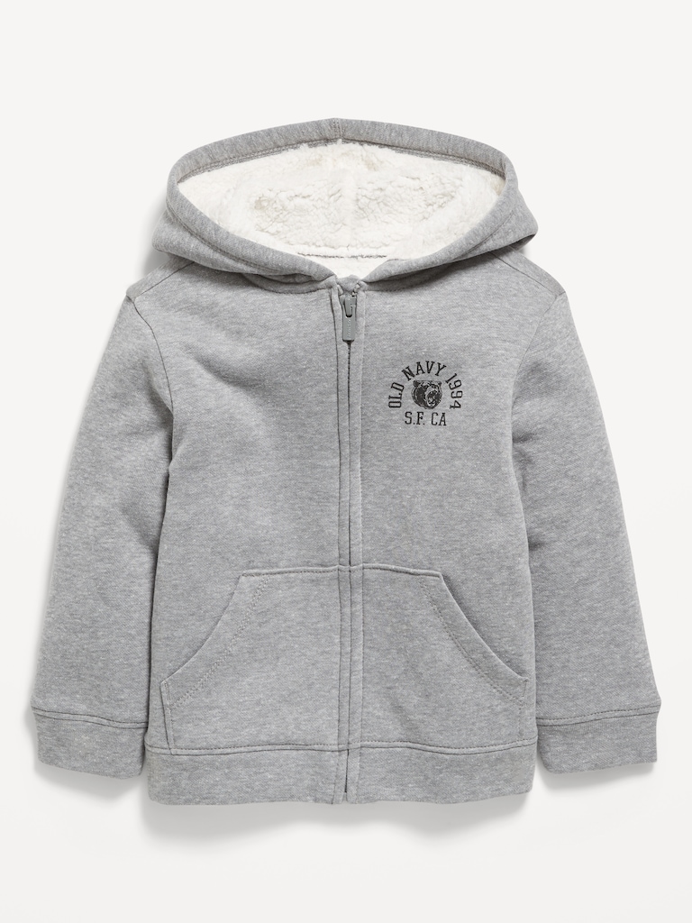 Unisex Logo-Graphic Sherpa-Lined Zip Hoodie for Toddler