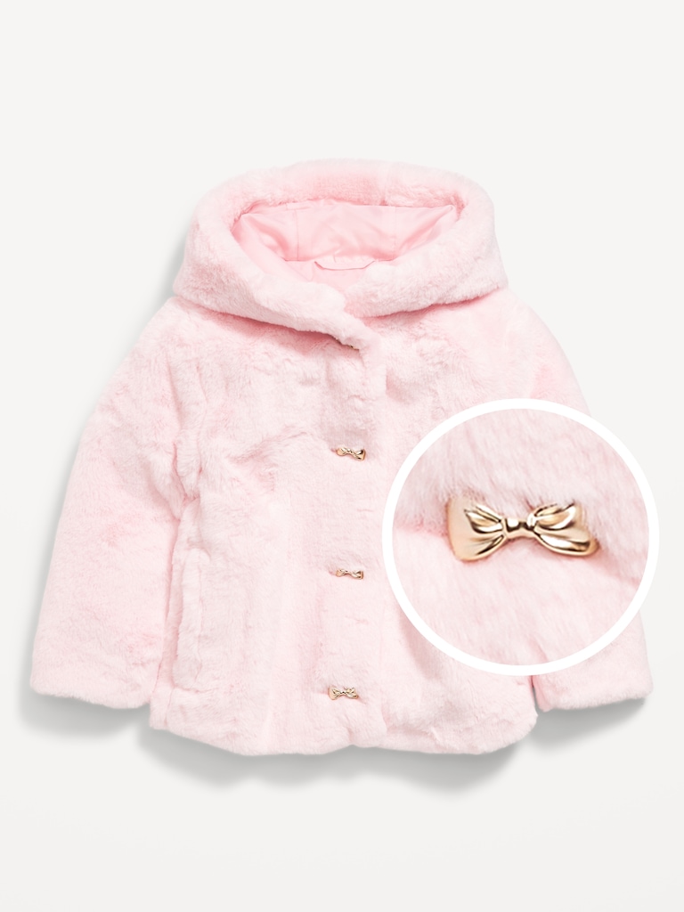 Faux-Fur Hooded Coat for Toddler Girls