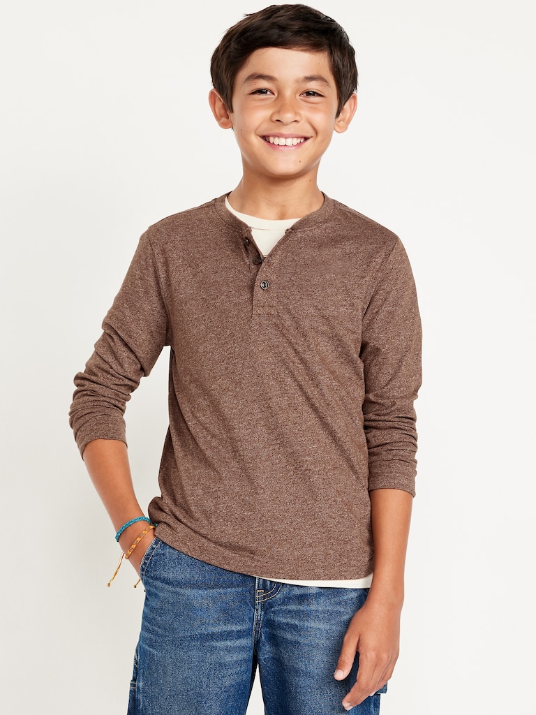 T-shirt henley ultra-doux à manches longues pour garçon