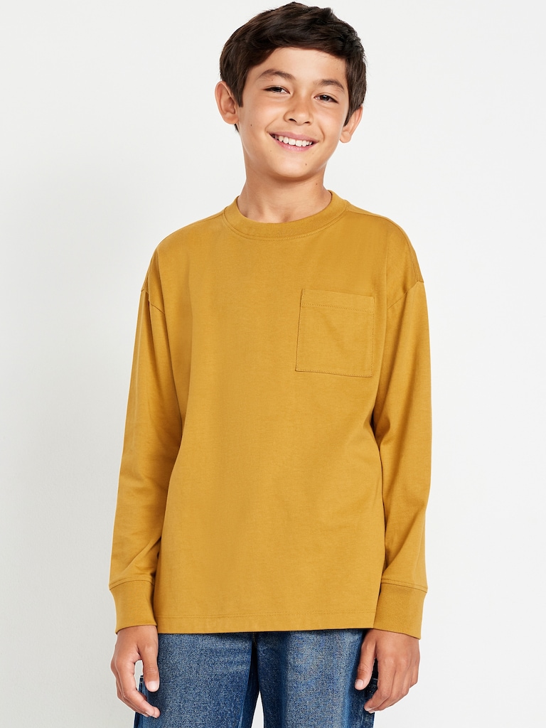 Oversized Long-Sleeve Pocket T-Shirt for Boys